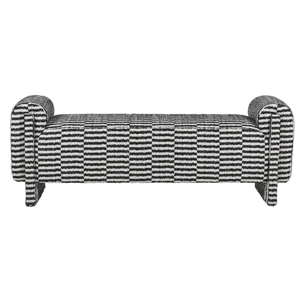 Designer Amalfi Black and White Striped Upholstered Bench 155 cm
