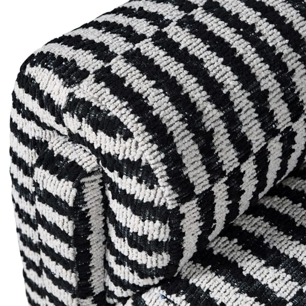 Designer Amalfi Black and White Striped Upholstered Bench 155 cm