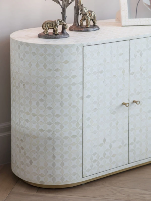 White Two-Door Cabinet Luxury Aspen 100 cm – Gold Base