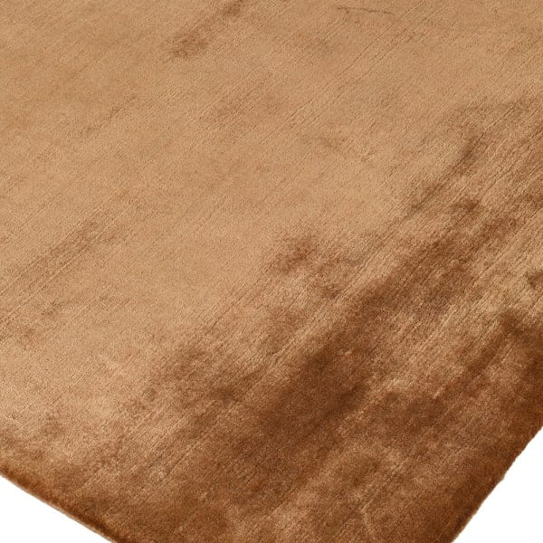 Luxury amber wool rug for living room in warm brown tone