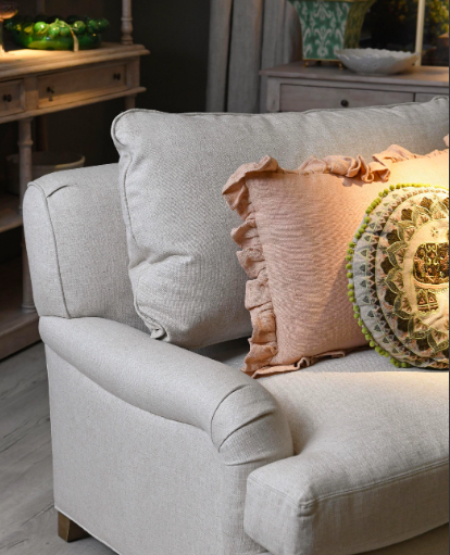 Light Linen Love Sofa - 210cm, Three Seater Sofa with Wheels