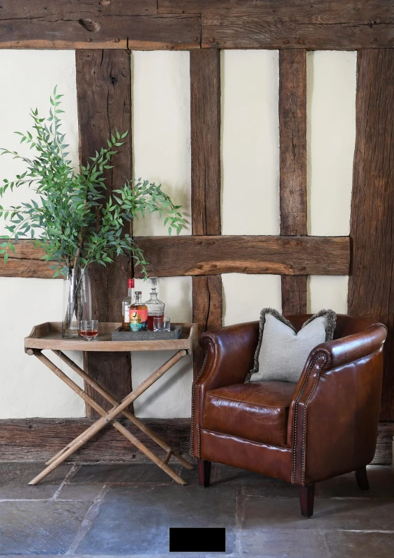 Vintage brown leather armchair in full-grain cowhide leather