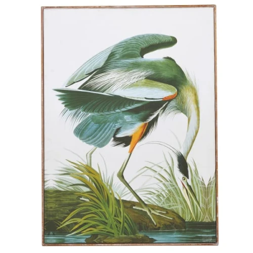 Tropic Crane Canvas Wall Art 113 x 83 cm - Green Tropical Bird Artwork