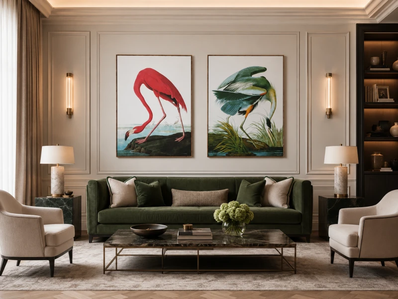 Tropic Crane Canvas Wall Art 113 x 83 cm – Green Tropical Bird Artwork