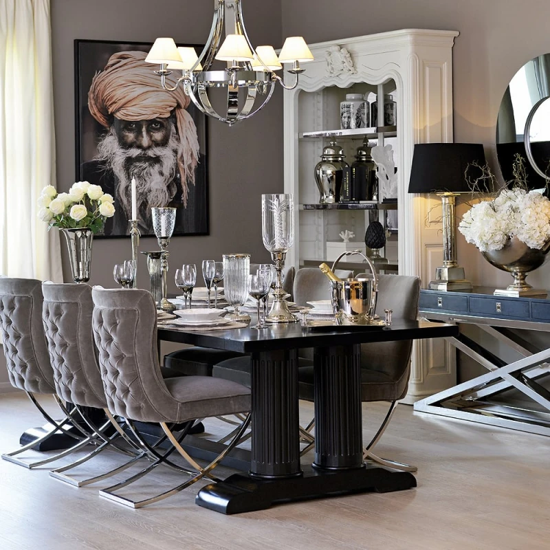 Knightsbridge Black Large Dining Table 110x270 cm mohogany