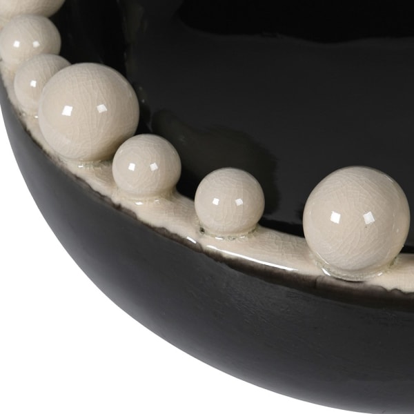 Black and White Decorative Ceramic Bowl 38 cm – Handmade Ceramic Centrepiece