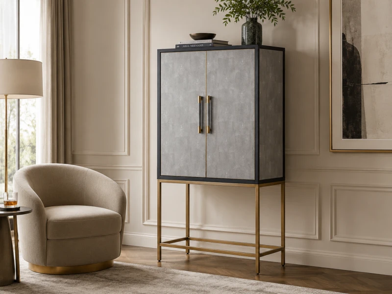 Luxury grey and black bar cabinet