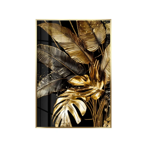 Golden Tropic Glass Wall Art 80x120 cm