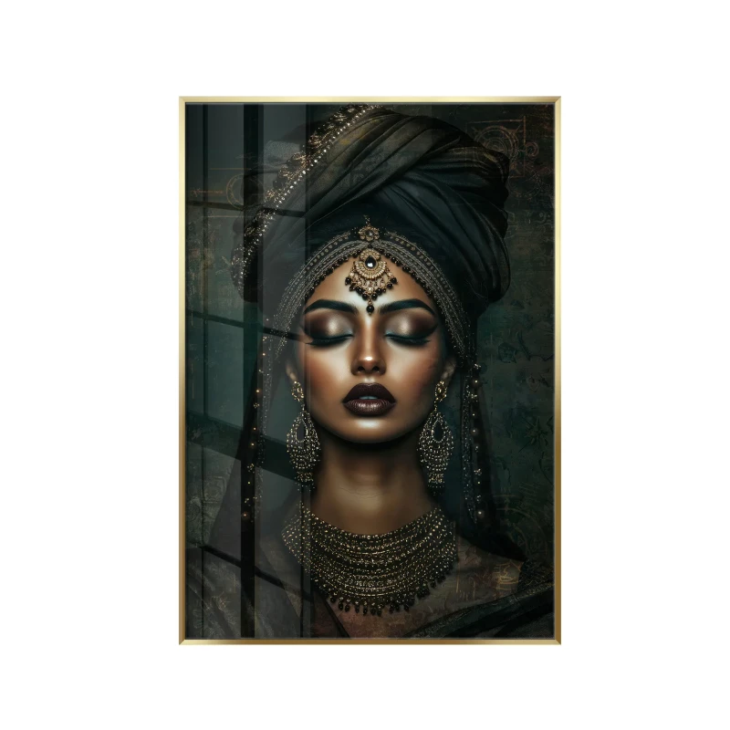 Luxury female portrait wall art in a gold frame
