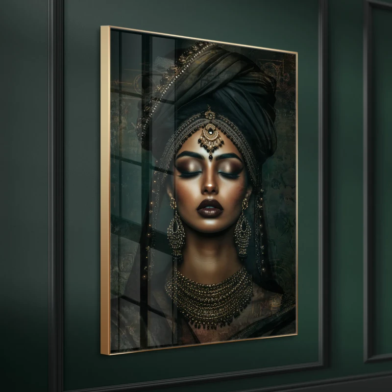 Luxury female portrait wall art in a gold frame