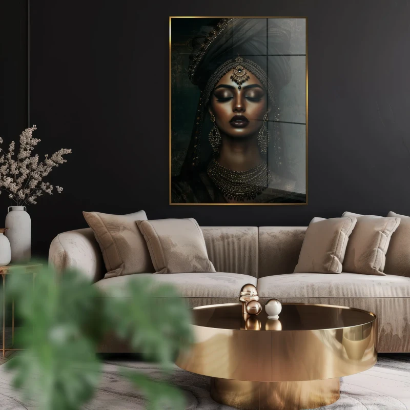 Chesham Nur glass wall art 80x120 cm with female portrait