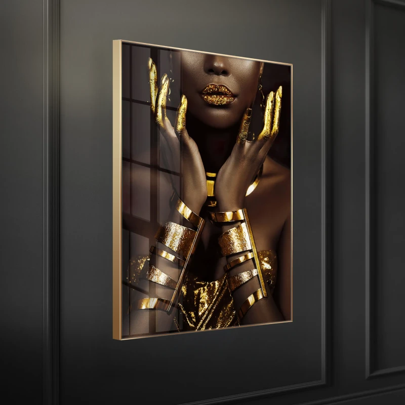 Female portrait glass wall art for bedroom or hallway