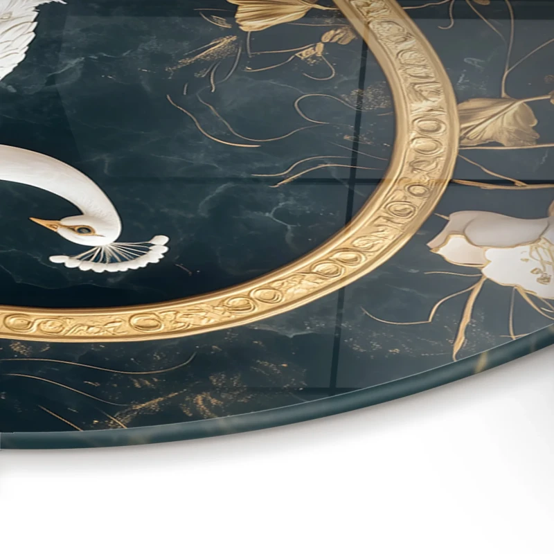 Peacock glass wall art 70x100 cm with white peacock