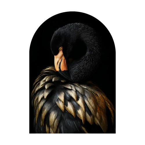 Black Flamingo Glass Wall Art 70x100 cm