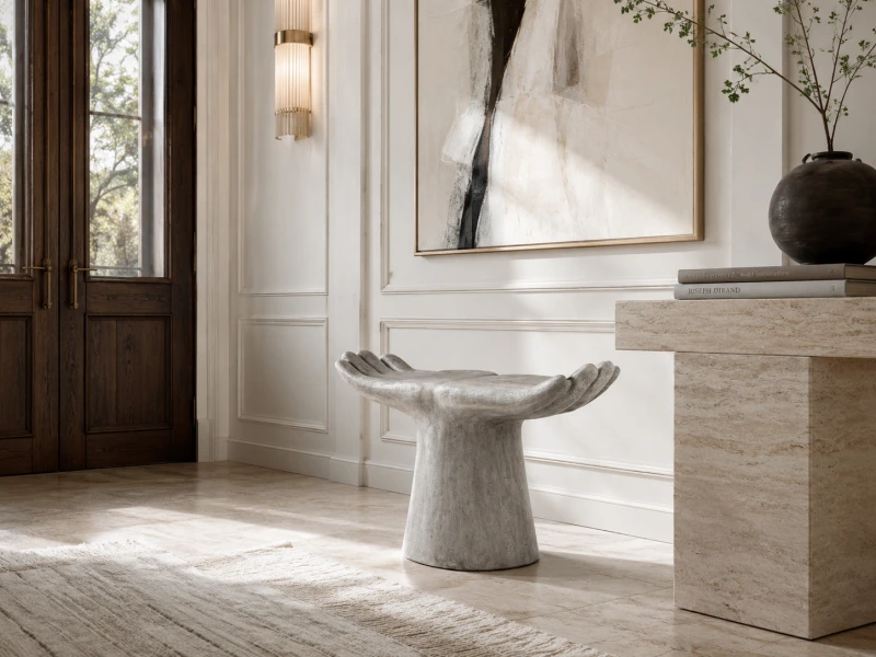 Hands Grey Stool 89x53 cm designer resin stool