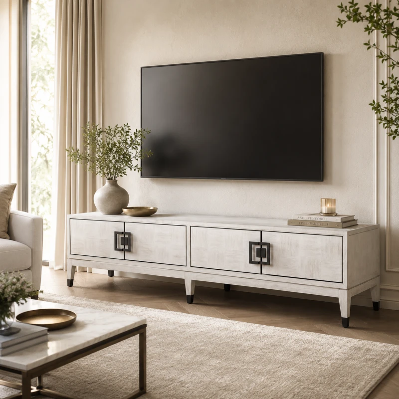Light Oak Entertainment unit - 193cm Veneer Cabinet