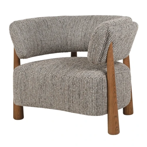 Linton Grey Upholstered Armchair with Wooden Legs