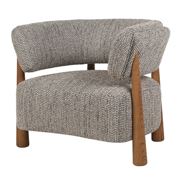 Linton Grey Upholstered Armchair with Wooden Legs
