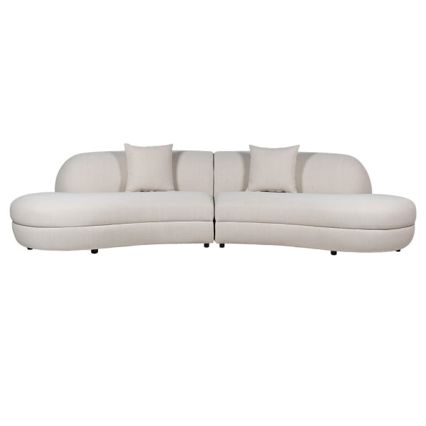 Light organic shaped sofa with pale textured upholstery