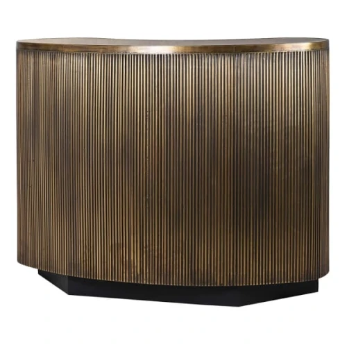 Antique Brass Fluted Home Bar 140cm