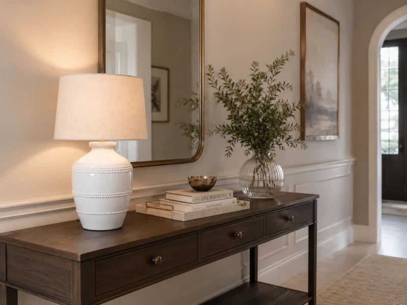 Elegant white and beige table lamp for living room
