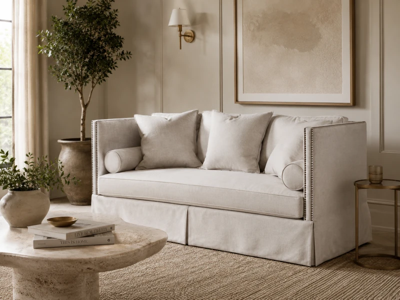 Orpington Linen Upholstered Three-Seater Sofa - 177 cm, Light-Coloured