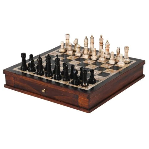 Buckingham Chess Set Wooden Chessboard with a Drawer - 39x39 cm