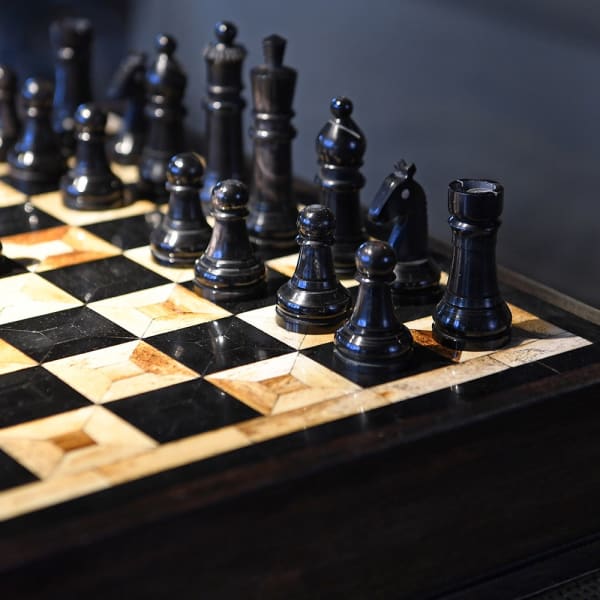 Luxury wooden chess set with decorative board and hand-finished pieces