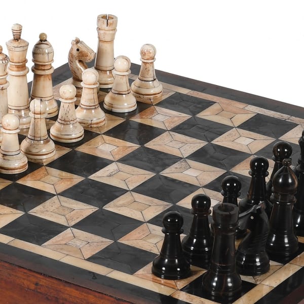 Elegant chess board with drawer storage for a premium home interior