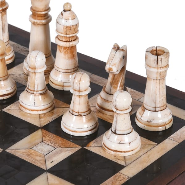 Decorative wooden chess set for study, office or living room