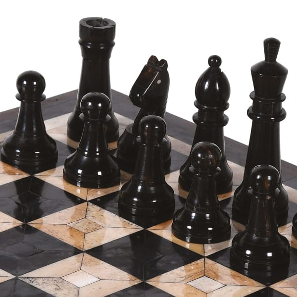 Decorative wooden chess set for study, office or living room