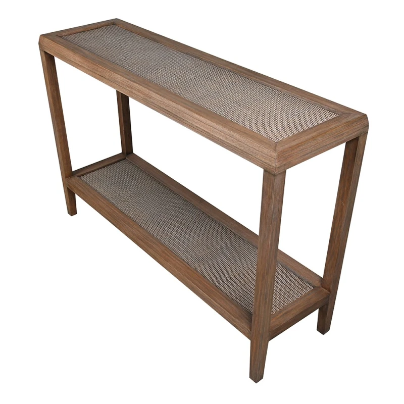 Bayur rattan console table with natural wood frame