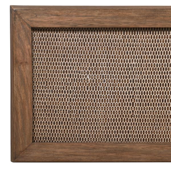 Wooden rattan console table with lower shelf