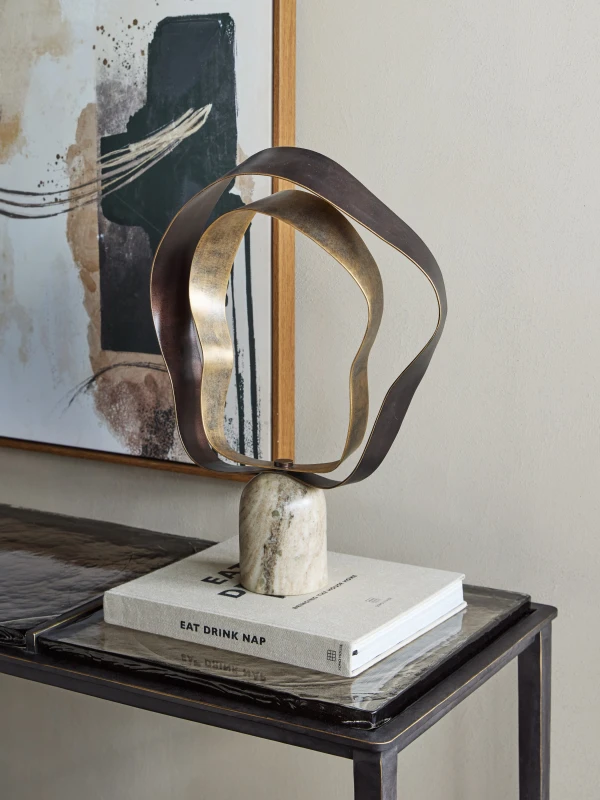 Linton Gold 47.5cm marble and metal abstract sculpture