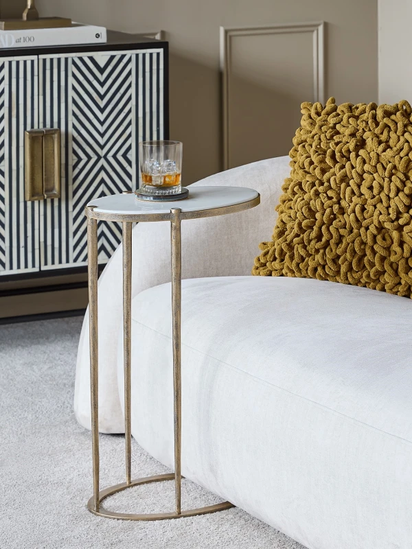Anne Light marble side table 60.5cm with gold base