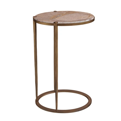 Anne Brown Forest Brown Marble Side Table with Gold Base