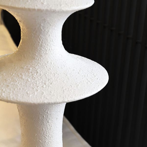Tall white floor lamp with faux silk shade