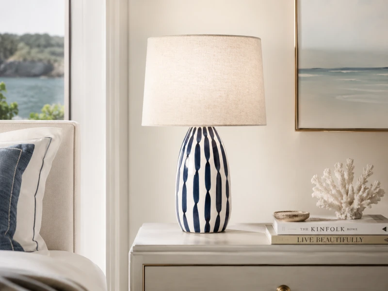 Elegant blue and white table lamp for living room styling