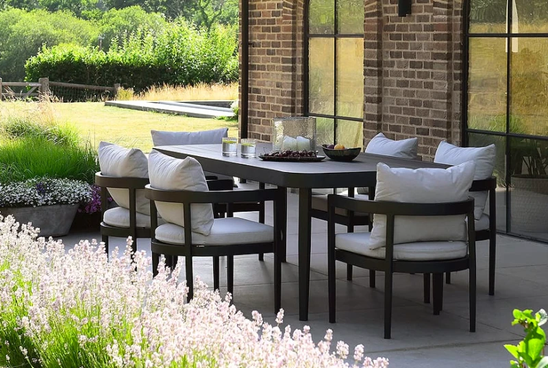 River Garden Black Aluminium Outdoor Dining Table 215x99 cm