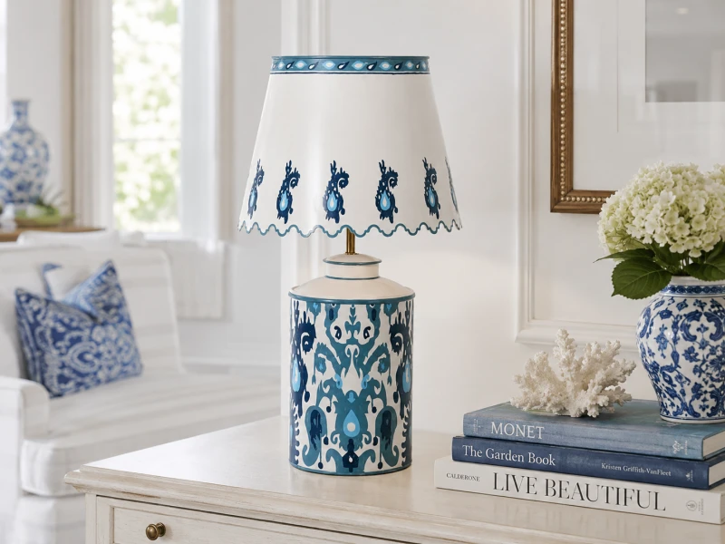 Decorative iron table lamp with metal shade