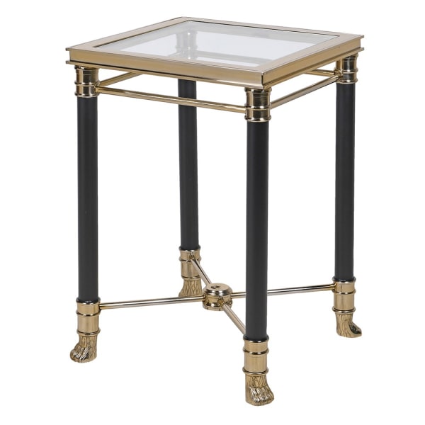 Foo black and gold glass side table with lion paw feet 41 x 41 x 61.5 cm