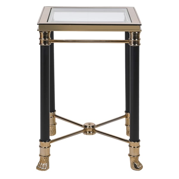 Foo black and gold glass side table with lion paw feet 41 x 41 x 61.5 cm