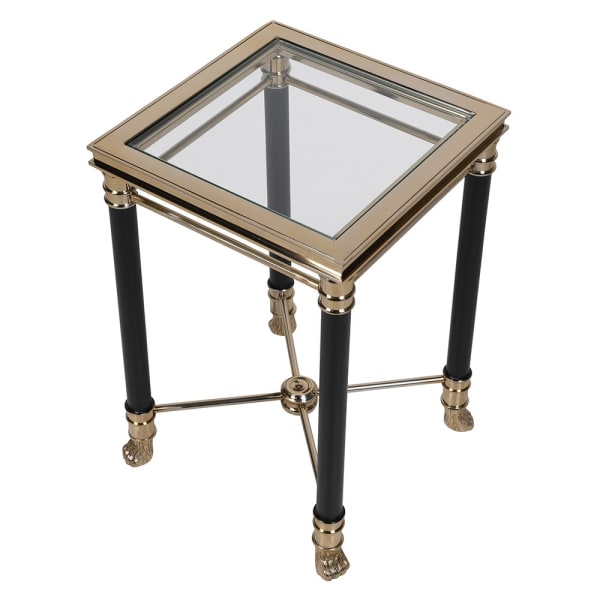 Luxury black and gold Foo side table with glass top
