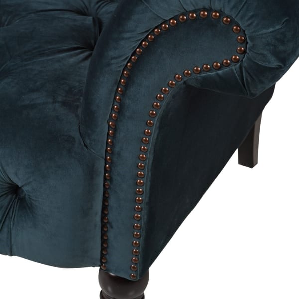 Luxury 225 cm blue Chesterfield style velvet sofa
