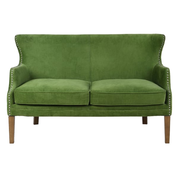 Small pistachio green sofa with wooden legs