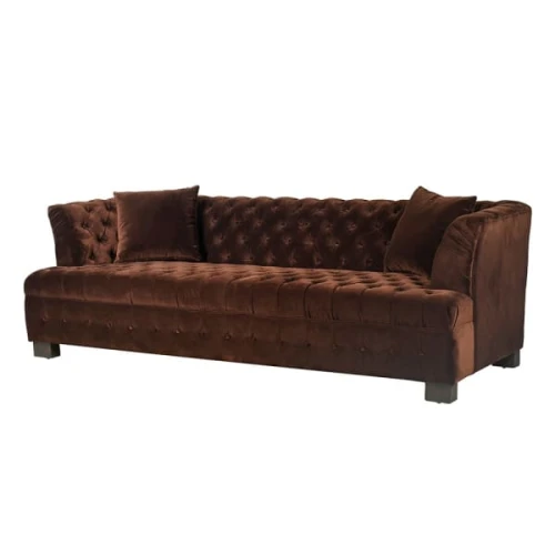 Chocolate Brown Buttoned Sofa 242 cm