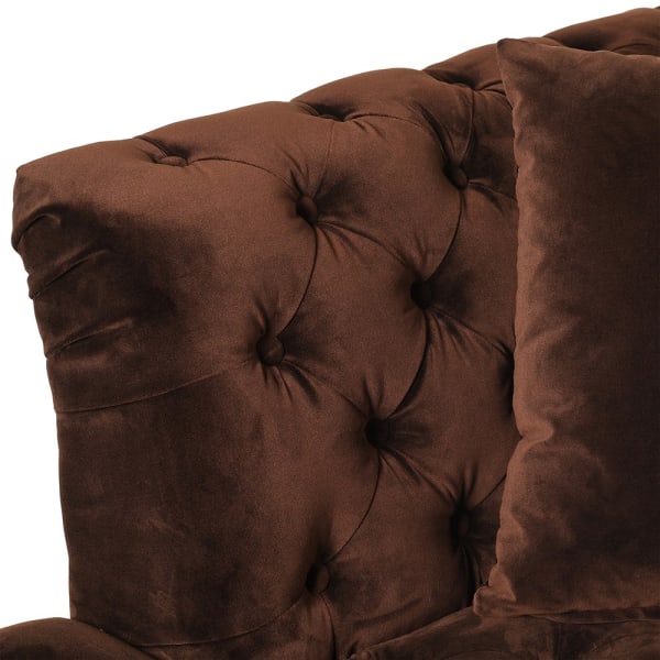 Chocolate brown buttoned sofa 242 cm