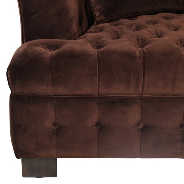 Chocolate brown buttoned sofa 242 cm
