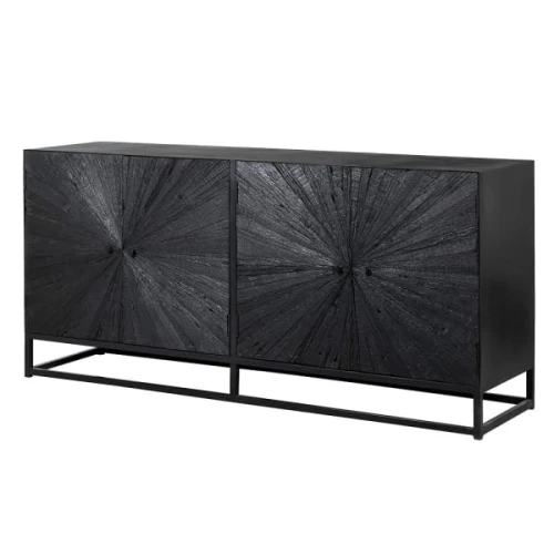 Black Acacia Four-Door Wooden Sideboard 190 cm