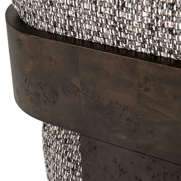 Heron Cobblestone grey swivel armchair with dark wooden frame